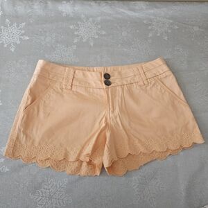Kismet Shorts Peach Lace Embroidered Trim Cotton Sz 8